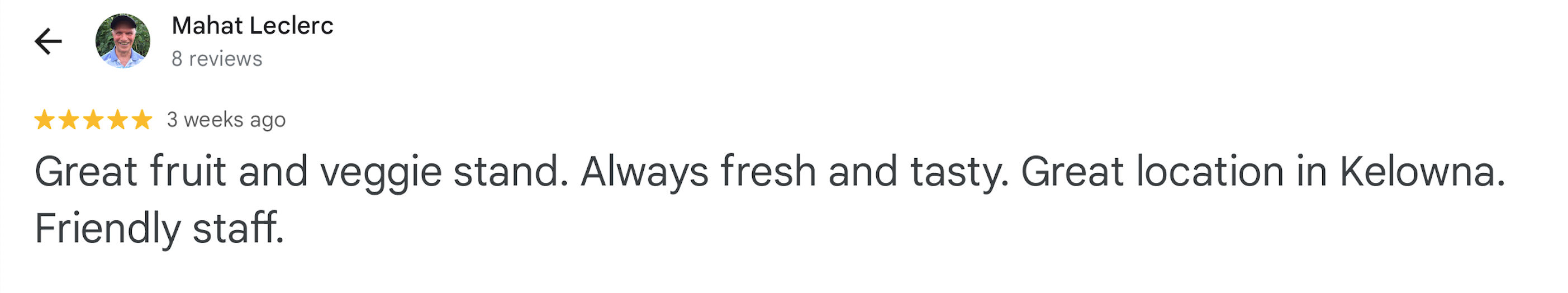 Google review screenshot 05 for Kelowna Fruit n Veggies