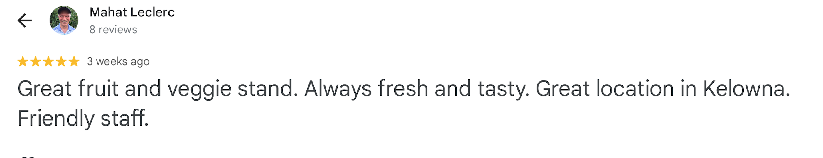 Google review screenshot 06 for Kelowna Fruit n Veggies