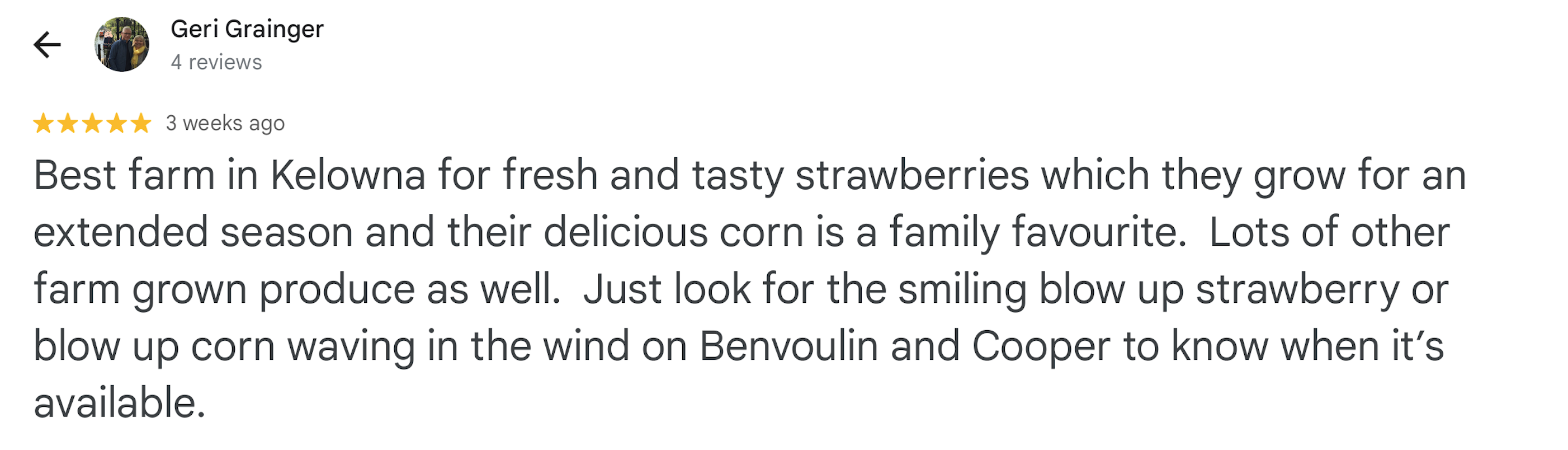 Google review screenshot 09 for Kelowna Fruit n Veggies